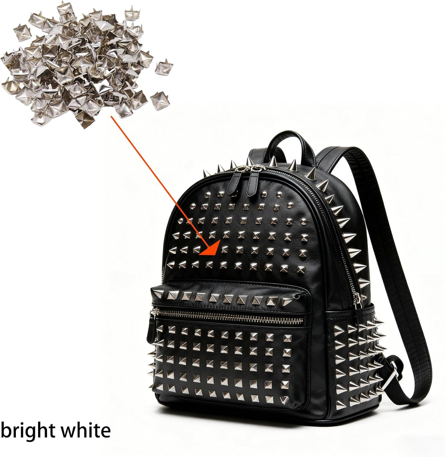 200Pcs 10Mm Square Metal Studs Spikes for DIY Punk Shoes, Belts, Clothing Decor - Silver Rivet Nailhead Accessories for Leather Craft Projects and Metal Decorations image number 1