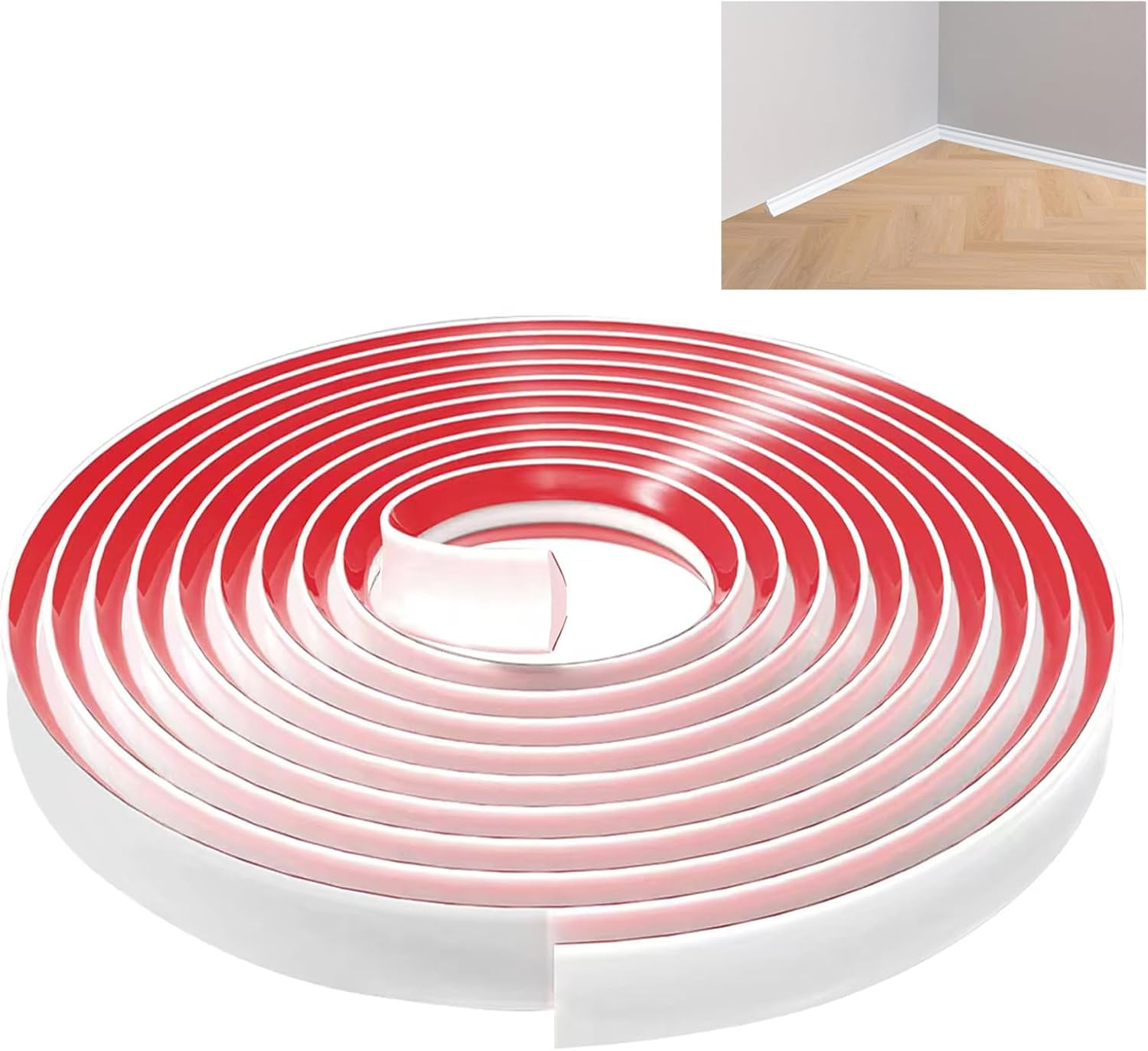 PVC Quadrant Trim, 10 FT Self Adhesive Plastic Wall Corner Edging Strip,Tpe Skirting Board Trim, Moulding Trim, Caulk Strip for Laminate Flooring, Wall, Ceiling, Cabinet (19Mm*13Mm, 3M)