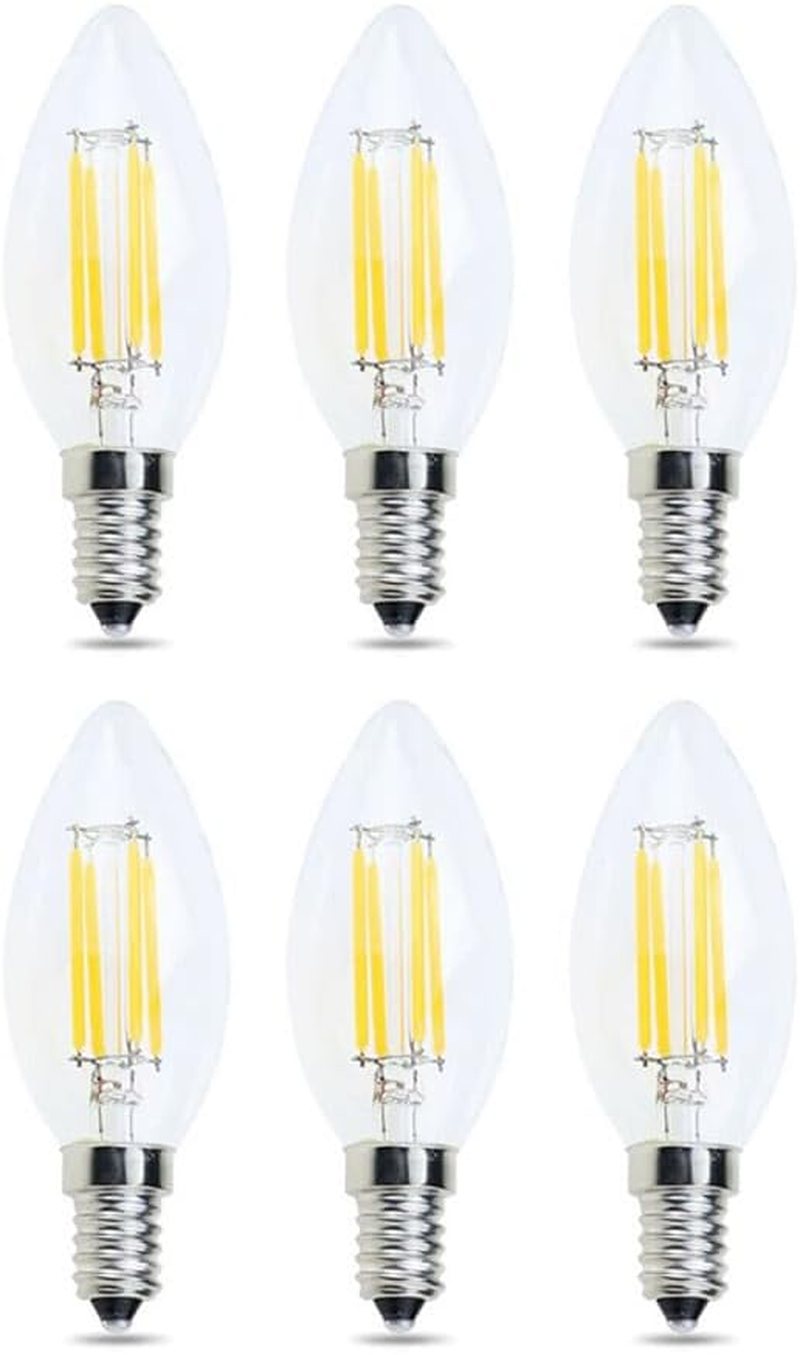 Ledlabs LED Candle Bulb E14 Base 4W - 300LM Dimmable Candelabra Light Bulbs (6000K Cool White) Decorative Chandelier & Fixture Bulbs 1/6/10 Packs (6)
