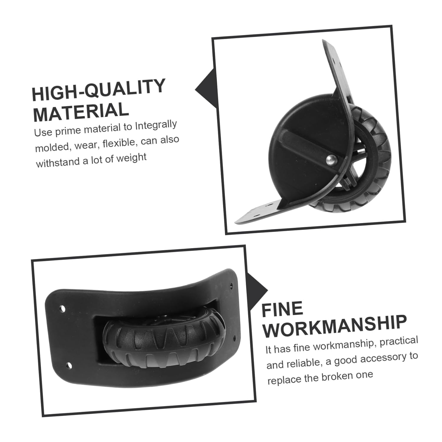 FELTECHELECTR 2 Pairs Black Luggage Repair Wheels Suitcase Spinner Replacement Accessories Suitable for Travel Bags Sturdy Directional Tank Wheels image number 6