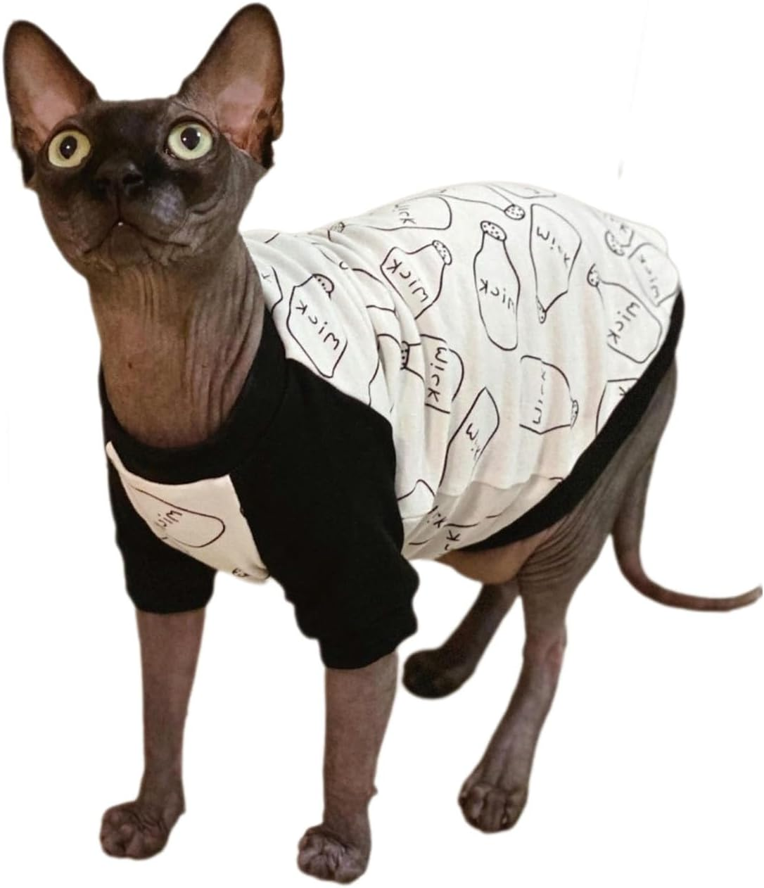 IUOUTG Sphynx Cat Clothes Cotton Hairless Cat Shirt with Sleeves Spring Pet Clothes Boy Kitten Pullover Pajamas Cat T-Shirts for Male Female Cats Puppy Small Dogs image number 3