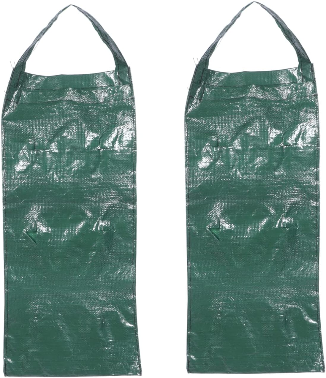 Kisangel 2Pcs Multi-Pocket Wall-Mounted Plant Bags Creative Hanging Strawberry Growth Bags for Home Gardening Breathable Pe Vertical Planting Container Design