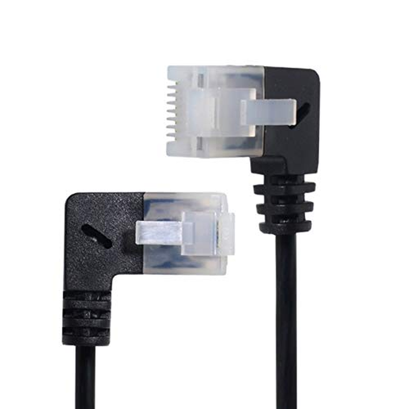 Cablecc Ultra Slim Cat6 Ethernet Cable RJ45 Left to Right Angled 25Cm UTP Network Cable Patch Cord 90 Degree Cat6A LAN for Laptop Router TV Box image number 1