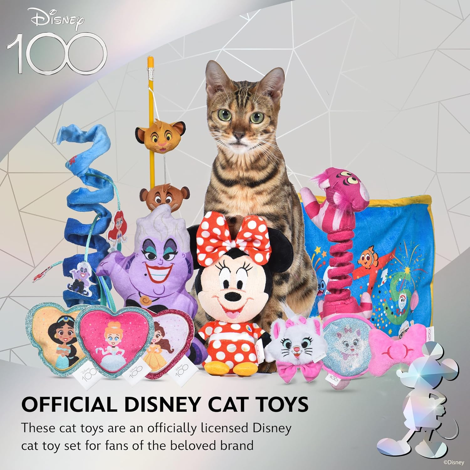 Disney for Pets 3 Piece Princess Cat Toys with Catnip and Crinkle, 4In | Shimmery, Crinkly Cat Toys | Catnip Plush Toys for Cats Inspired Princess Characters image number 2