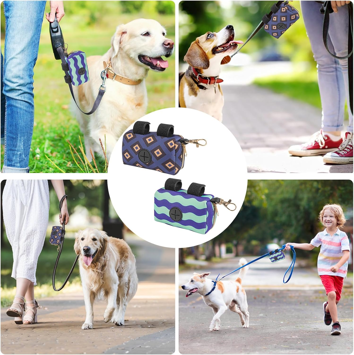 Monsully Dog Waste Bag Dispenser, Portable Waste Bag Dispenser, Dog Waste Bag Dispenser with Zip, Pet Waste Bag Dispenser for Dogs, for Walking the Dog, Running, Hiking