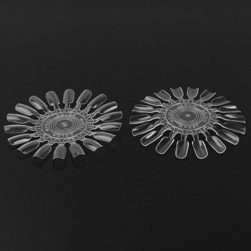 180Pcs Transparent Clear Nail in 1 Swatch Wheel, Nail Art Polish Practice Display Tips Nail Sample Sticks, Nail Practice Color Display Polish Board for Home DIY Manicure Nail Swatches