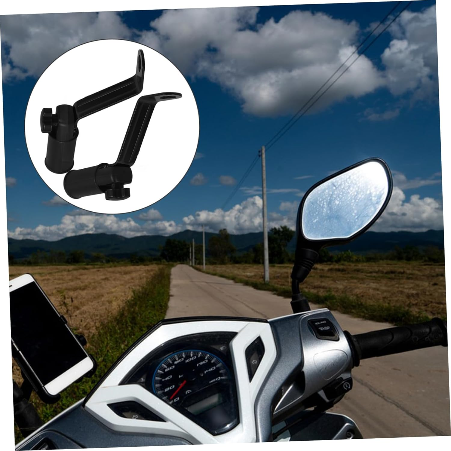 WOONEKY 2Pcs Motorbike Phone Holder Motorcycle Phone Mount Rearview Mirror Adapter Handlebar Mount Compact Easy Install image number 2