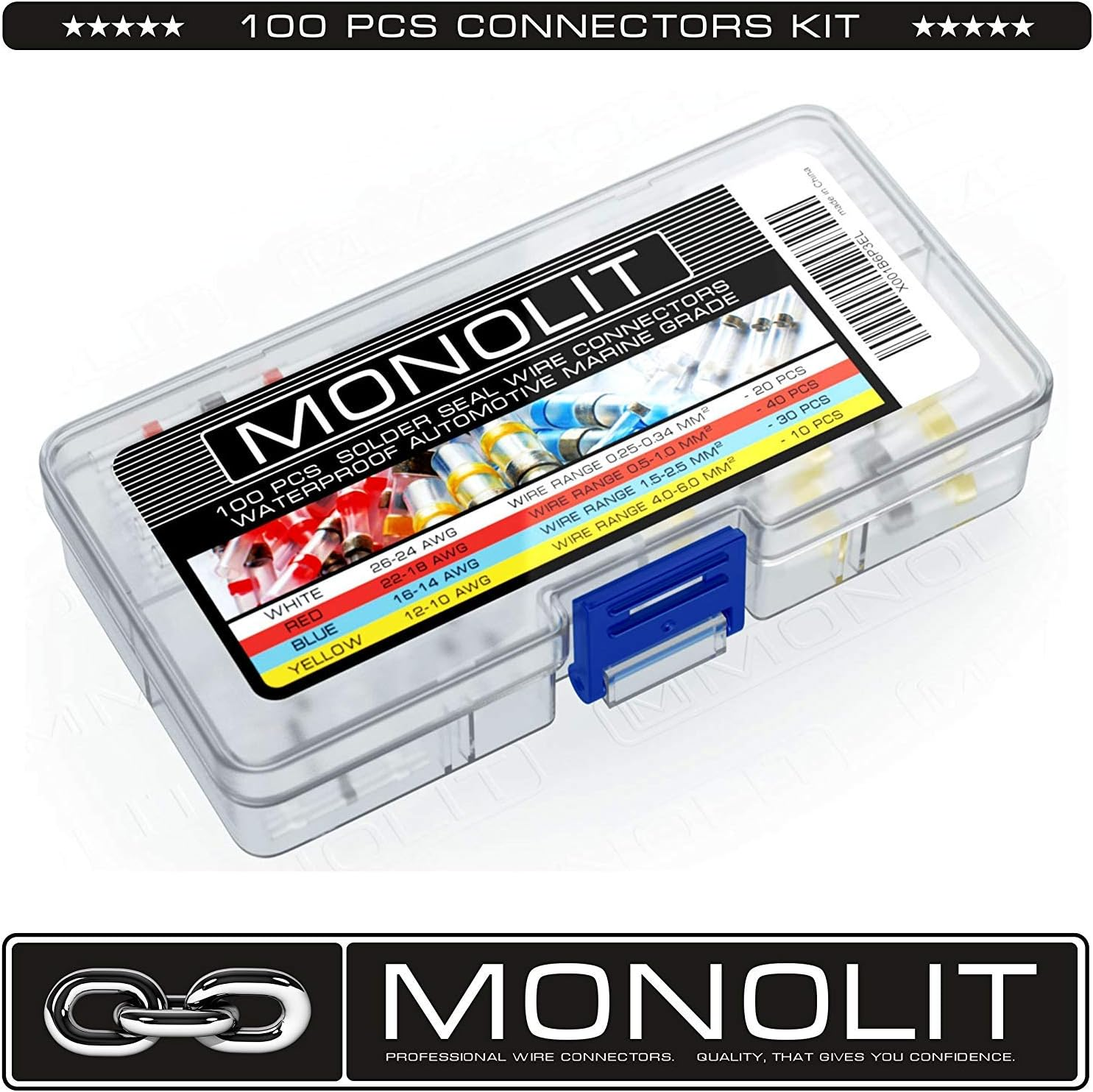 Premium Solder Seal Heat Shrink Butt Connectors 100 Pcs Wire Connector Kit Electrical Waterproof Marine Automotive Solder Sleeve image number 2