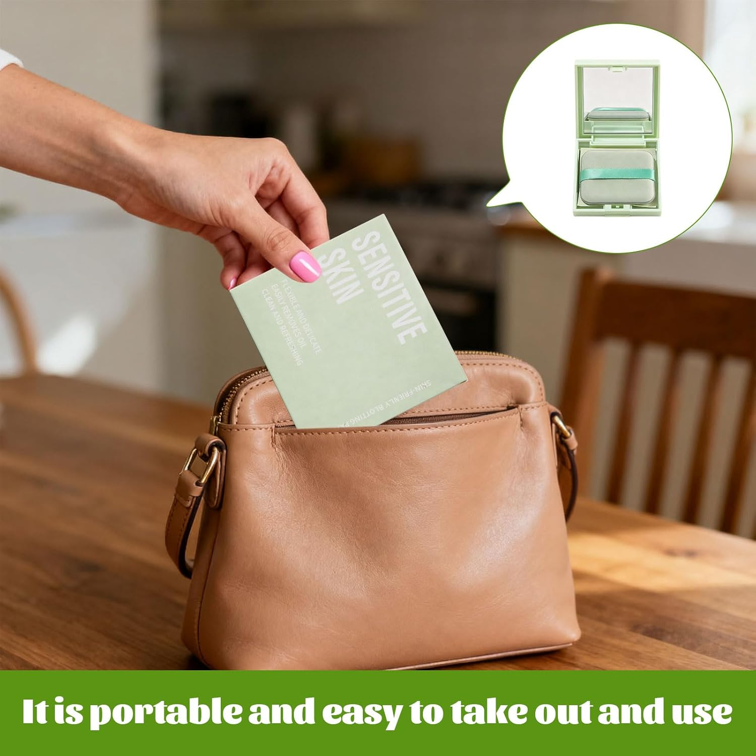 300Pcs Blotting Paper Face, Oil Blotting Sheets for Face, Natural Oil Control Film, Blotting Paper for All Skin, Oil Absorbing Sheets with Portable Mirror and Makeup Puff image number 1