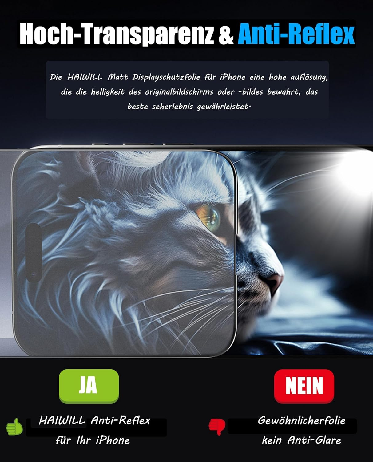 HAIWILL Pack of 3 Matte Screen Protectors for Iphone 17/17 Pro, Anti-Fingerprint, Anti-Reflective, Anti-Scratch Screen Protector, 9H Tempered Glass for Apple 17 Pro/17.6.3 Inches image number 1