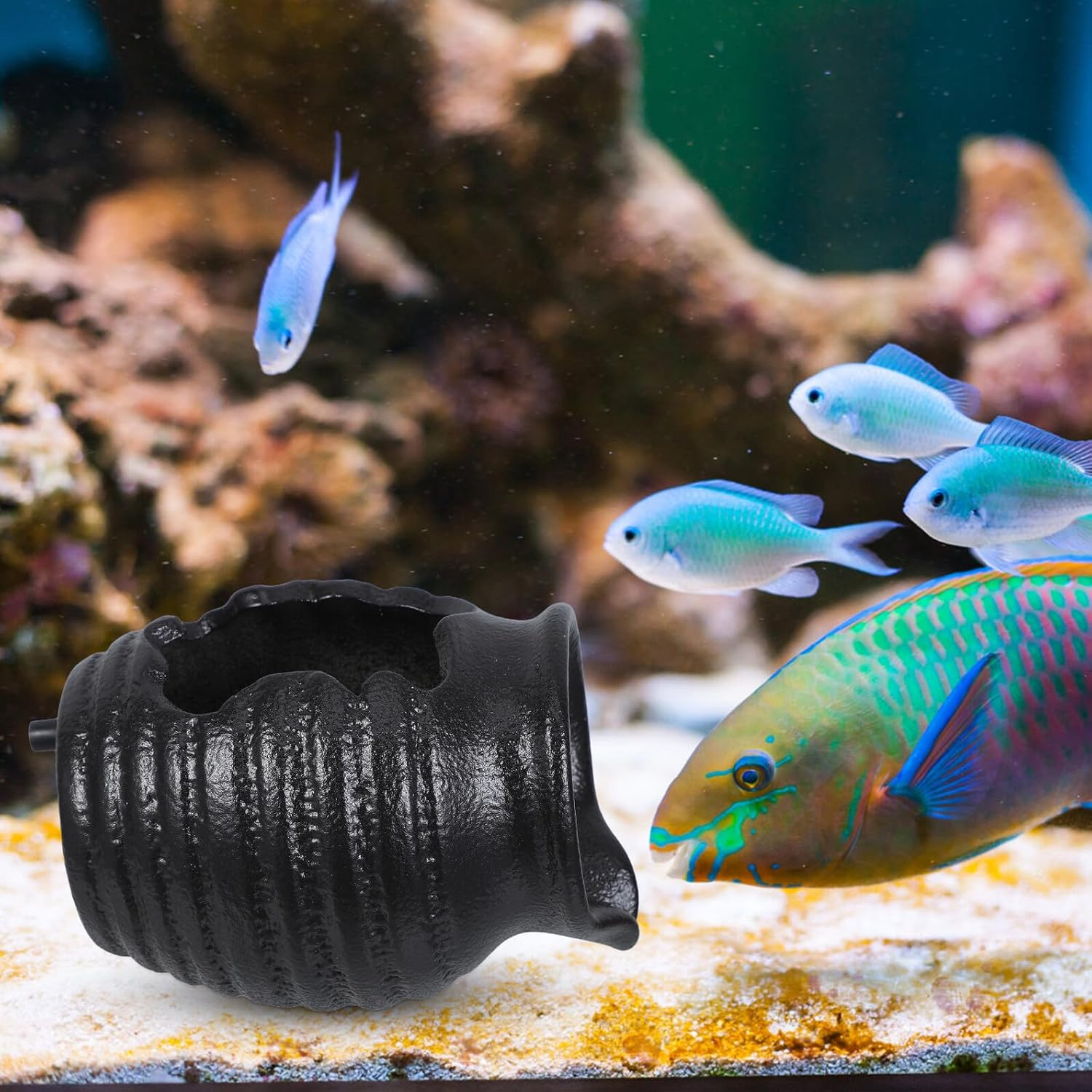 Bestonzon Ceramic Fountain Spitter Jar Shaped Spout for Indoor Hydroponic Plants and Garden Decor Classic Waterfall Design Easy Installation for Fish Tanks and Outdoor Water Features image number 1