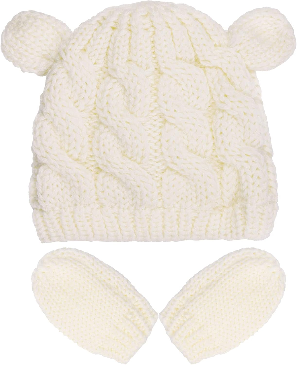 Baby Beanie Hat Gloves Set Newborn Winter Hats with Warm Knitted Glvoes Soft Beanie for Little Boys Little Girls image number 6