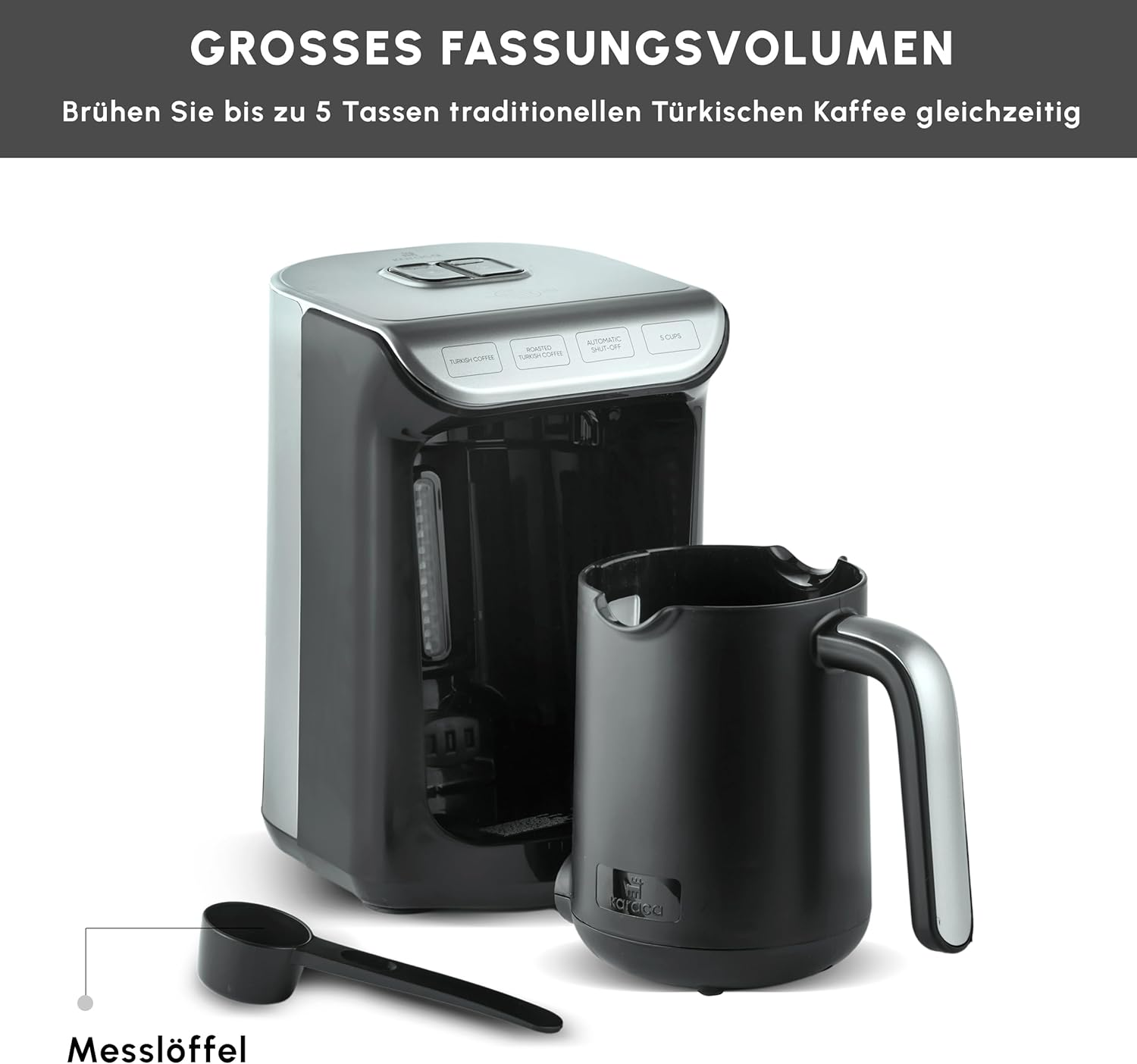 Karaca Hatır K&ouml;z 5 Cup Capacity Turkish Coffee Machine, Anthracite - Root image number 6