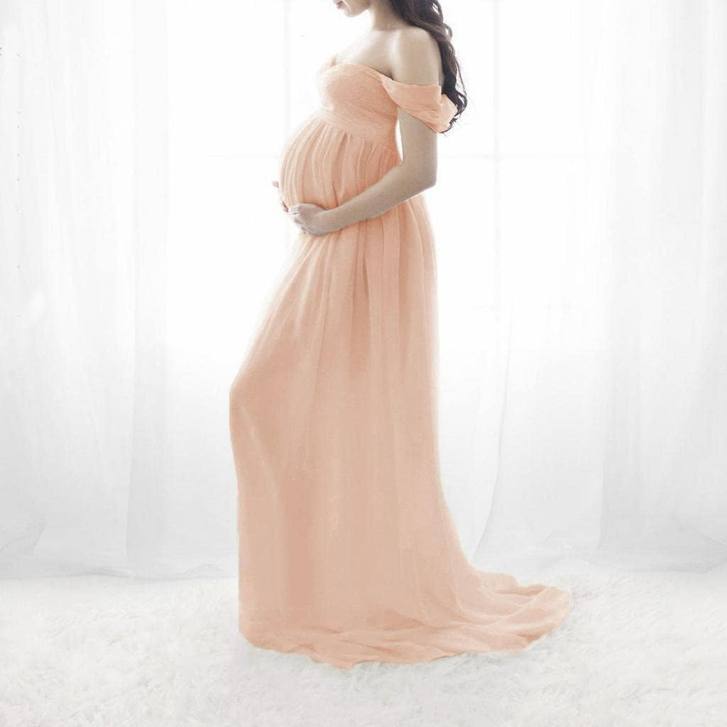 Off Shoulder Maternity Dress Skirts Maternity Photography, Pink M image number 6