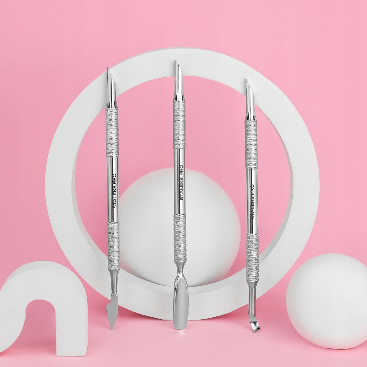 Staleks Pro Manicure Pusher Professional Cuticle Pusher Slanted and Loop End Metal Orange Stick Expert 51/2 image number 2