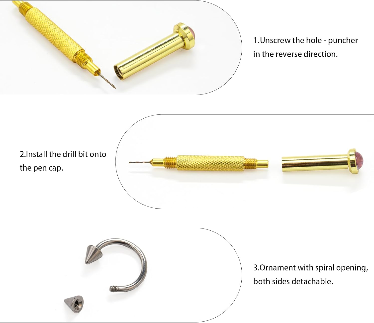 XEAOHESY 25 Pieces Platinum-Colored Alloy Nail Piercing Charms Nail Piercing Rivet Set with Piercing Tool Punk Y2K Piercing Nail Charms for Women Girls Nail Art image number 1