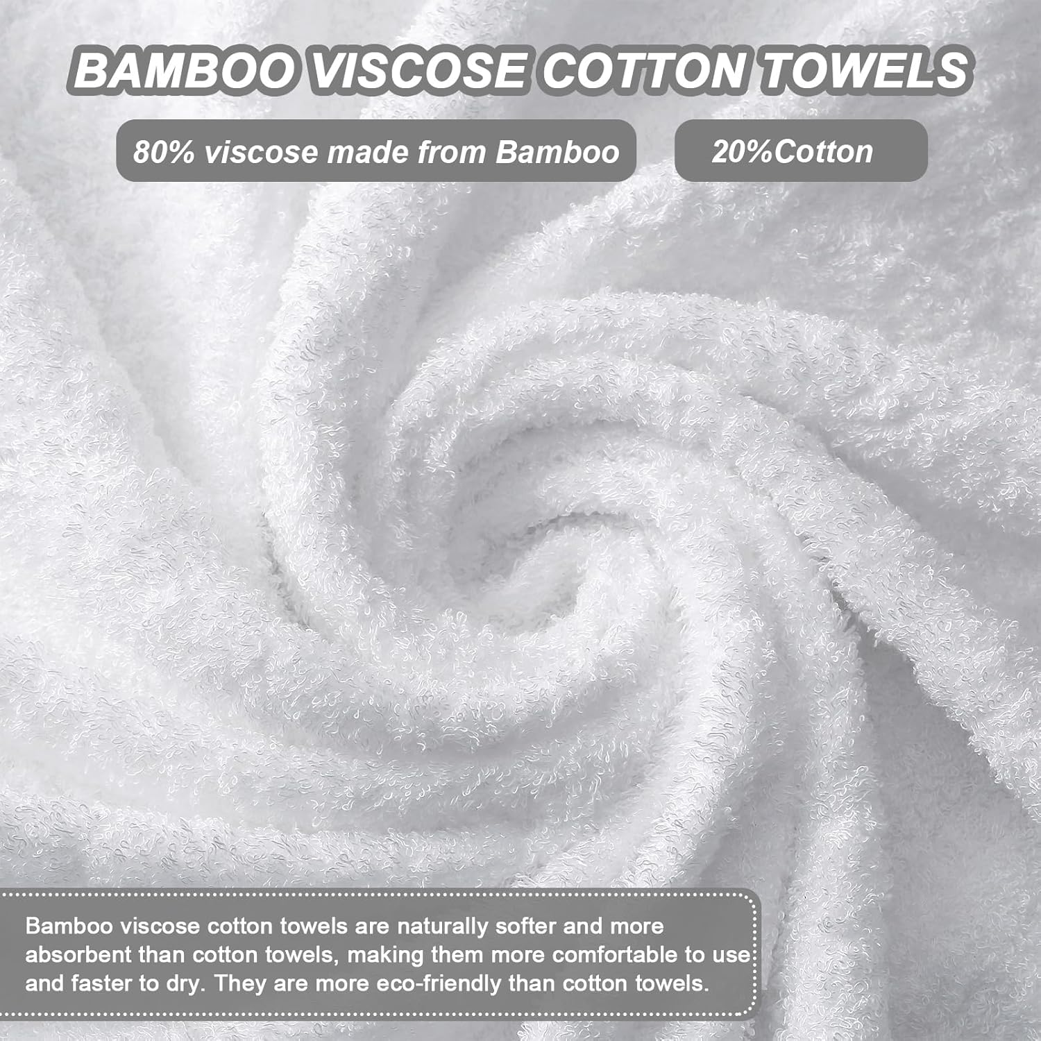 Aibaser Bath Towels, 27X54Inch - Natural, Ultra Absorbent Towels for Bathroom, Travel, Gym, Shower and Spa (6 Piece Set) (White, Bath Towels)