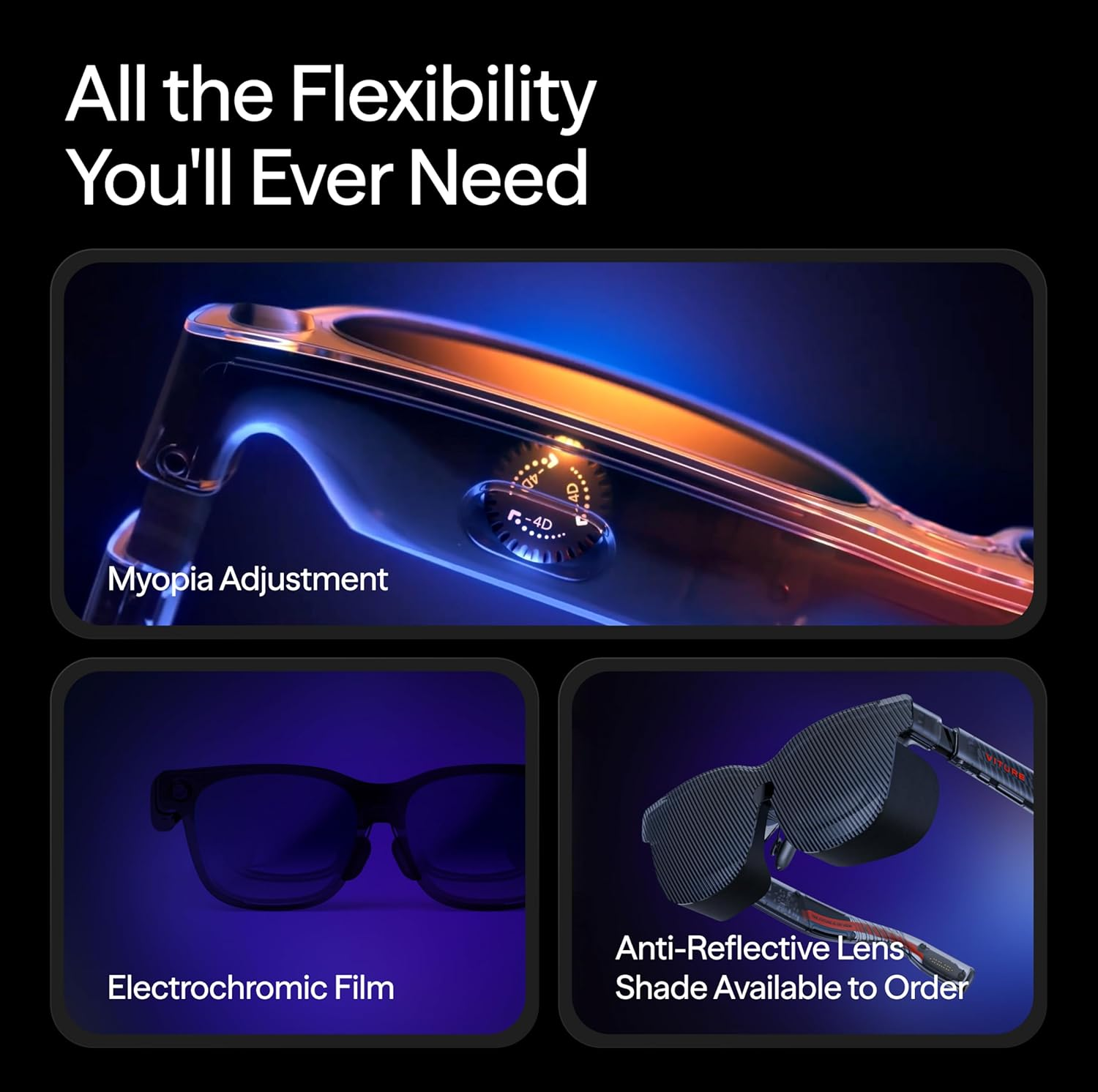 VITURE Luma Pro XR Glasses &mdash; 152&rdquo; 1200P Ultra Sharp Display, 1000 Nits, 52&deg; FOV, Dimming Adjustments, for Iphone 17/16/15, Android, Mac, PC, Steam Deck, First-Ever XR Experience for Switch 2 - Regular