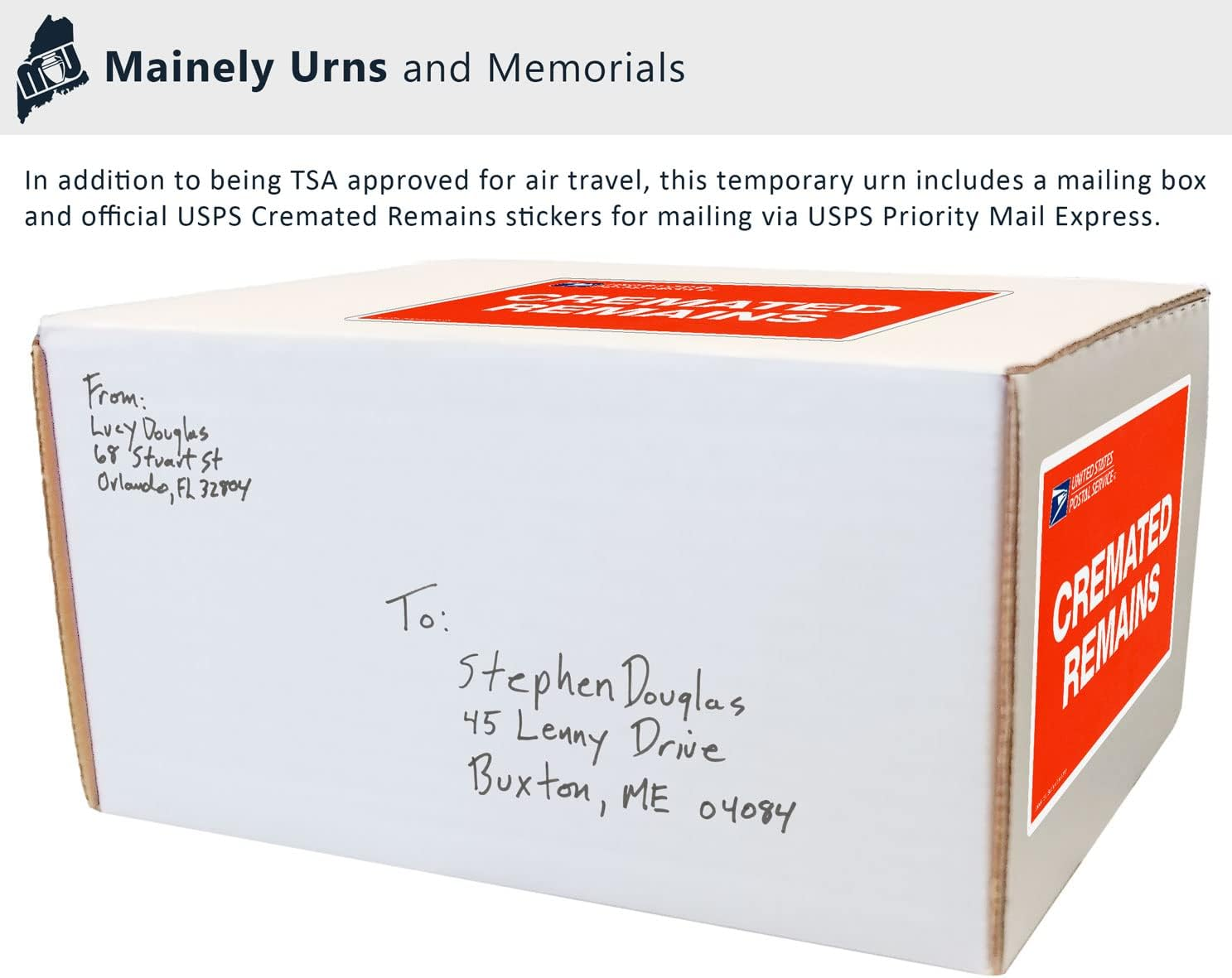 TSA Approved Fly-Safe and Temporary Travel Cremation Urn Kit for Human Ashes - Airline and Mail Friendly - 192 Cubic Inch Capacity - Airline-Ready Black Plastic Urn with Included Mailing Box image number 4