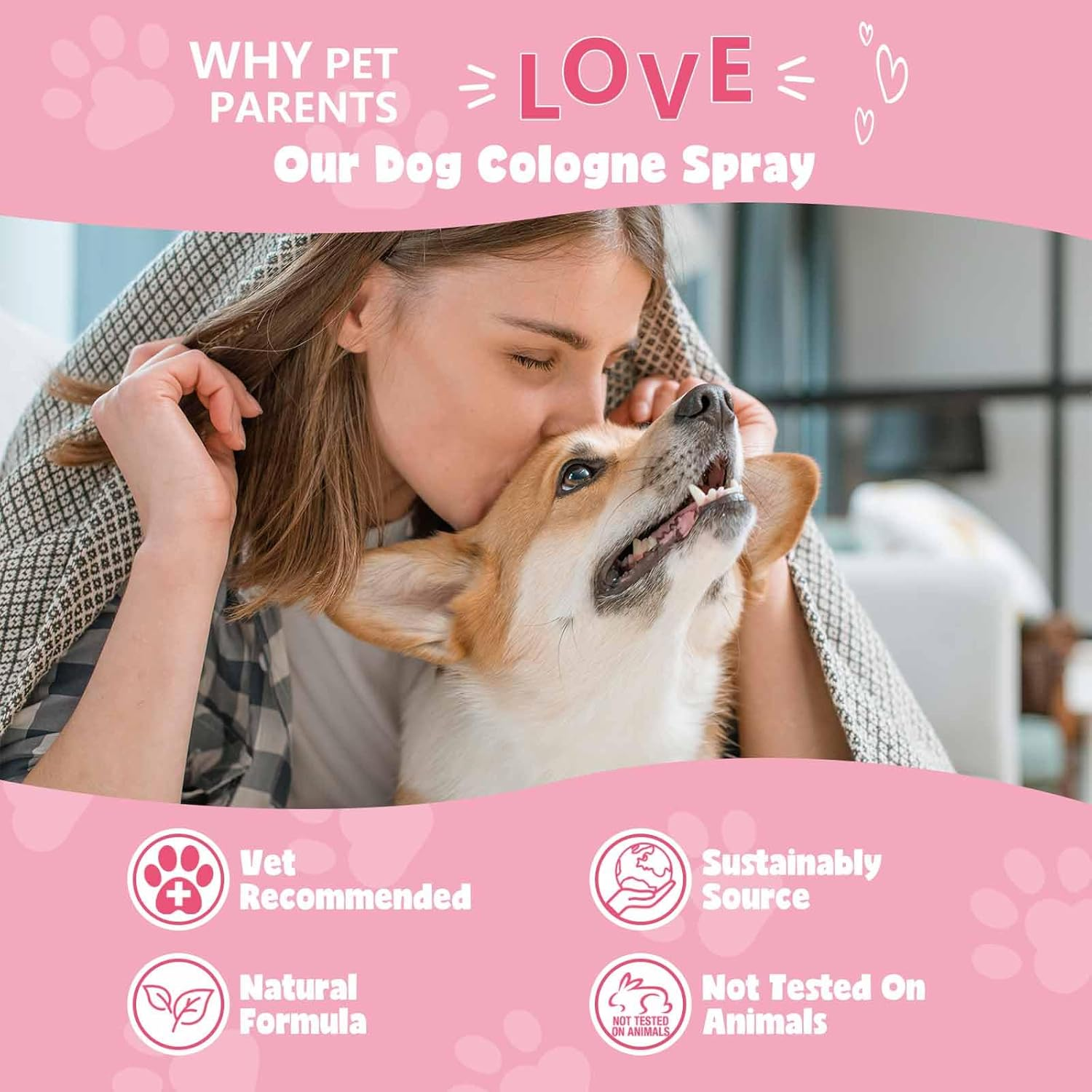 Natural Pet Cologne | Perfume for Dogs & Cats Premium Grooming Spray Long-Lasting Rose Scent Deodorizing Conditioning & Odor-Eliminating for All Coat Types image number 1