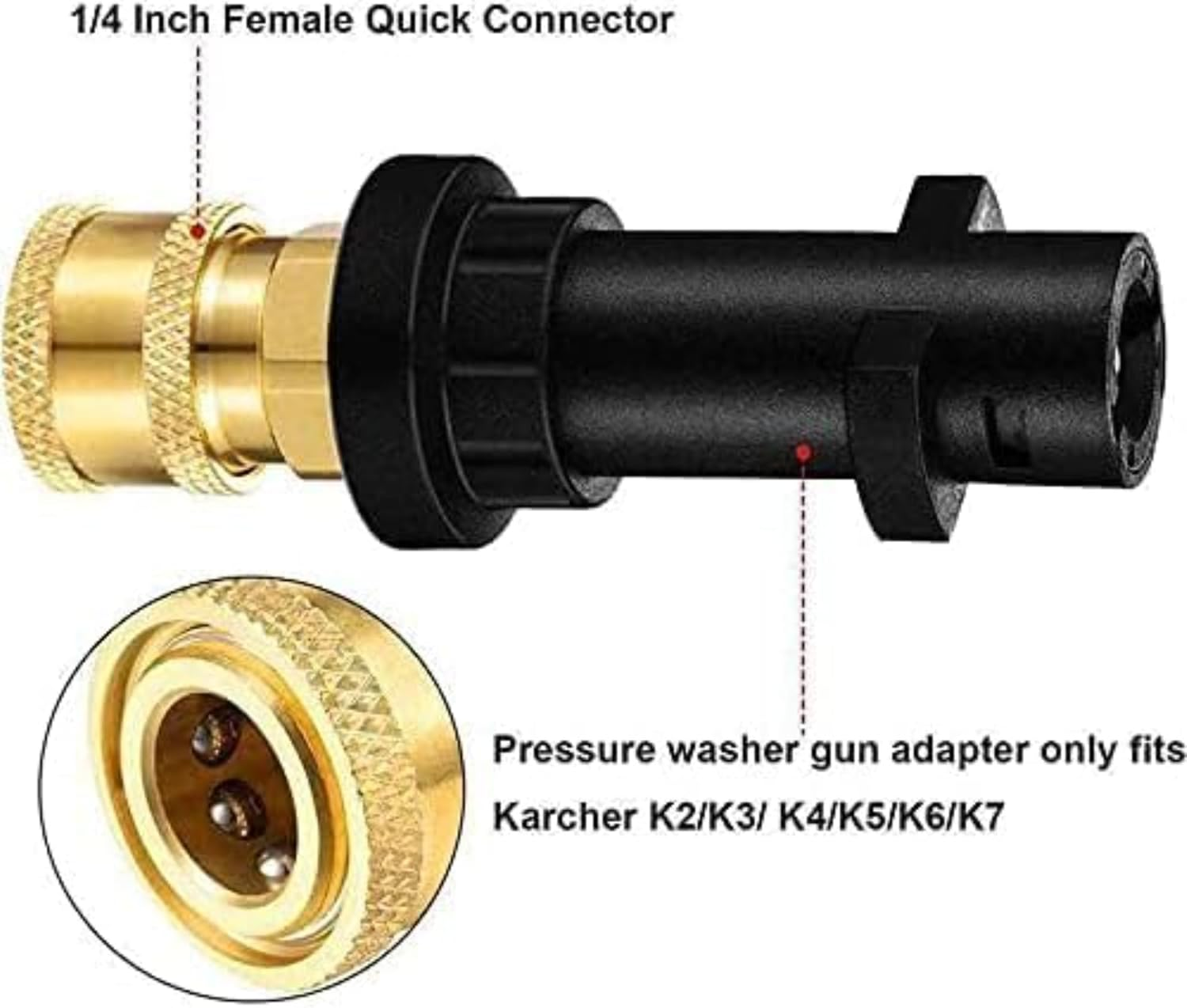 High Pressure Washer Gun Adapter with 1/4'' Quick Connect Female Fitting Compatible with Karcher/K&auml;rcher K Series K2, K3, K4, K5, K6, K7 High Pressure Washer image number 5