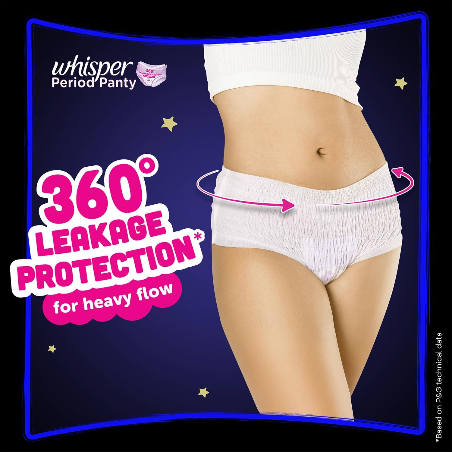 Whisper Super Absorbent Period Panty, 6 M-L Pants, 360 Degree Leakage Protection for Heavy Flow, Panty like Fit for Full Back Coverage, Absorbs Heavy Gushes, Silky Soft, Comfortable Feel, Women image number 2