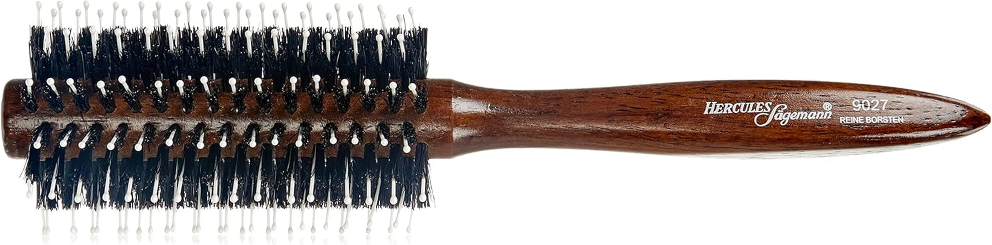 HERCULES S&Auml;GEMANN - 9027 round Brush | Nourishing Natural Hair Brush | Boar Bristle Brush with Polyamide Pins | Allows Easy Blow Drying and Styling of Voluminous Hairstyles | Dark Wood image number 3