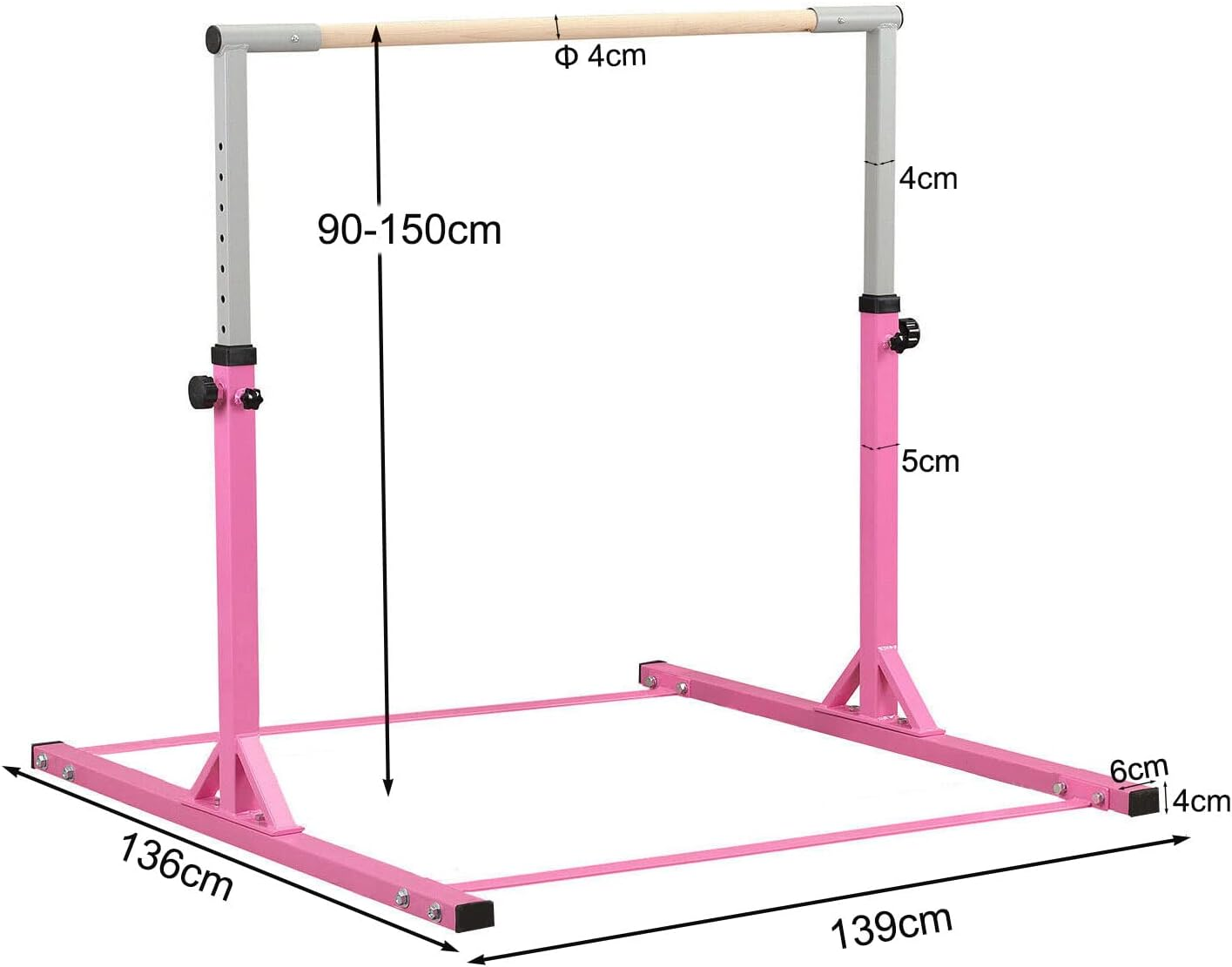 Gymnastic Bar Kids Horizontal Bar Gymnast High Bars Home Gym Equipment Beech Wood image number 2