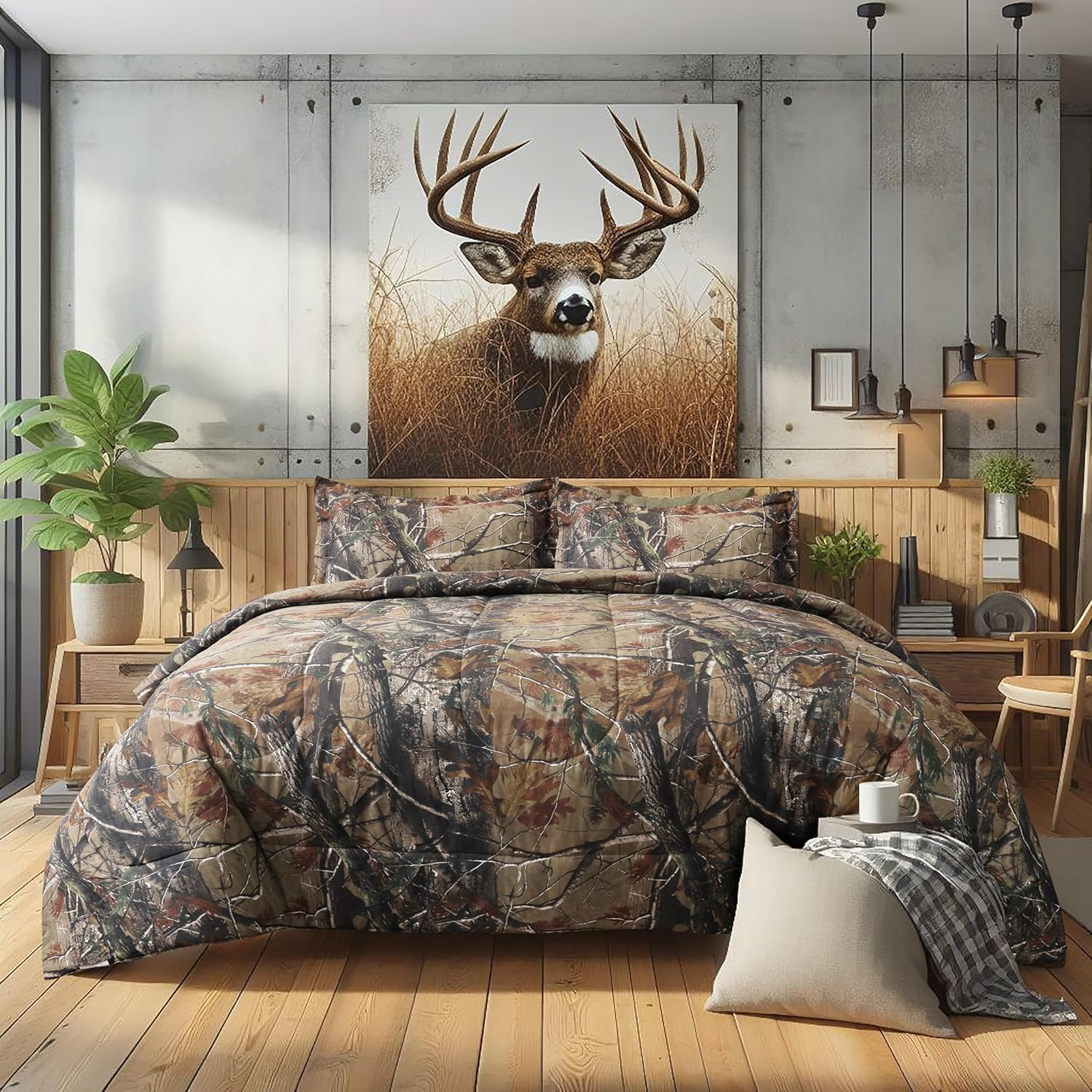 Realtree All Purpose Camo Comforter Set -3 Piece Camouflage Printed Bedding -Percale Weave Super Soft Cotton 80 GSM Fabric -Easy Care Forest Theme Comforter Set for Bedroom, Hunting & Outdoor- (King)