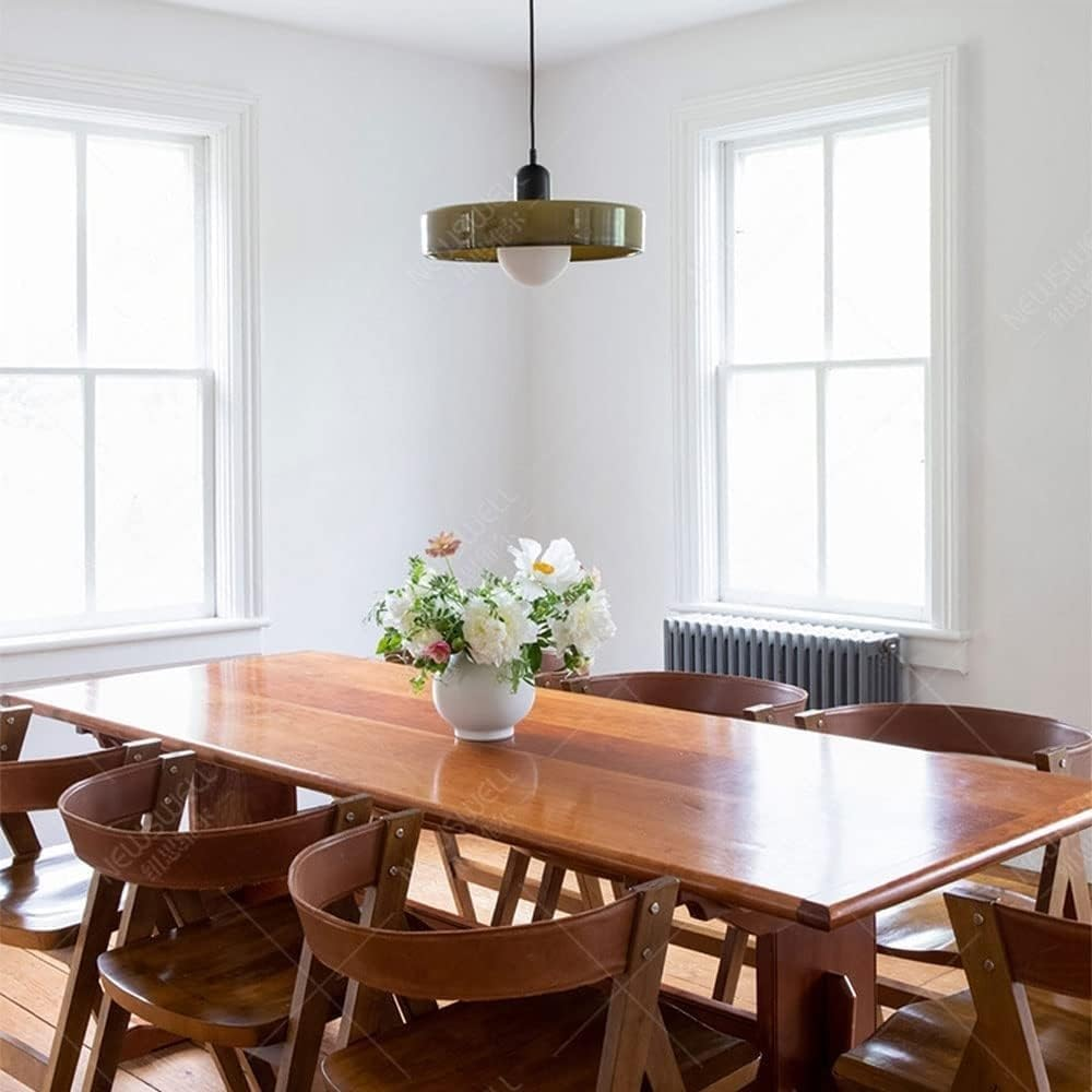 YPDTSNGV Simple Creative Chandelier,Green Glass Pendant Light, Mid Century Modern Hanging Light,Vintage Farmhouse Coastal Hanging Ceiling Lamp,For Kitchen Island Study Room Living Room Bar(Tawny+Green - Green image number 6