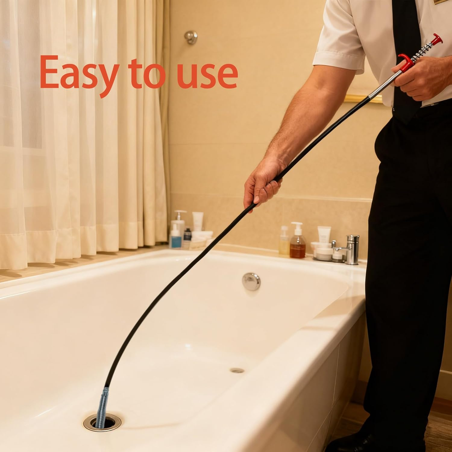 4 Pcs Rough Plumbing Supplies, Flexible Drain Snake Cleaner Set with Strong Grip and Deep Reach Design, Reusable Drain Unclogger and Pipe Cleaner for Kitchen Bathroom Sink Shower Sewer Maintenance image number 1