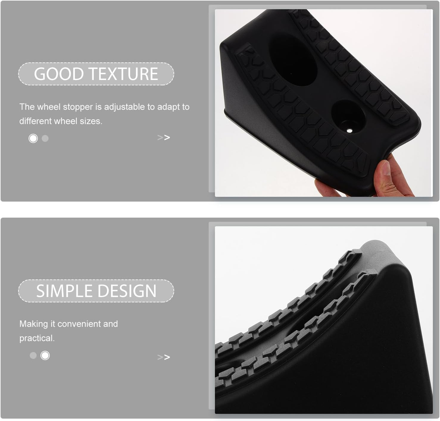 ULTECHNOVO Heavy Duty Car Wheel Chock with Textured Grip Compact Car Stop Block for Secure Parking Suitable for Cars Trucks Trailers and Motorcycles 7.9X5.1X9.1 Inches image number 2