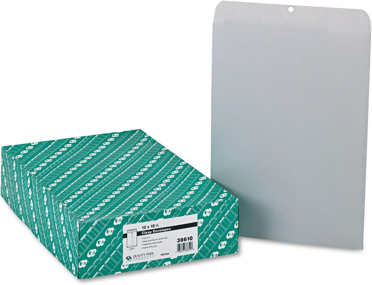 Quality Park, Clasp Envelopes, Gummed, Executive Gray, 10X13, 100 per Box (38597) image number 4