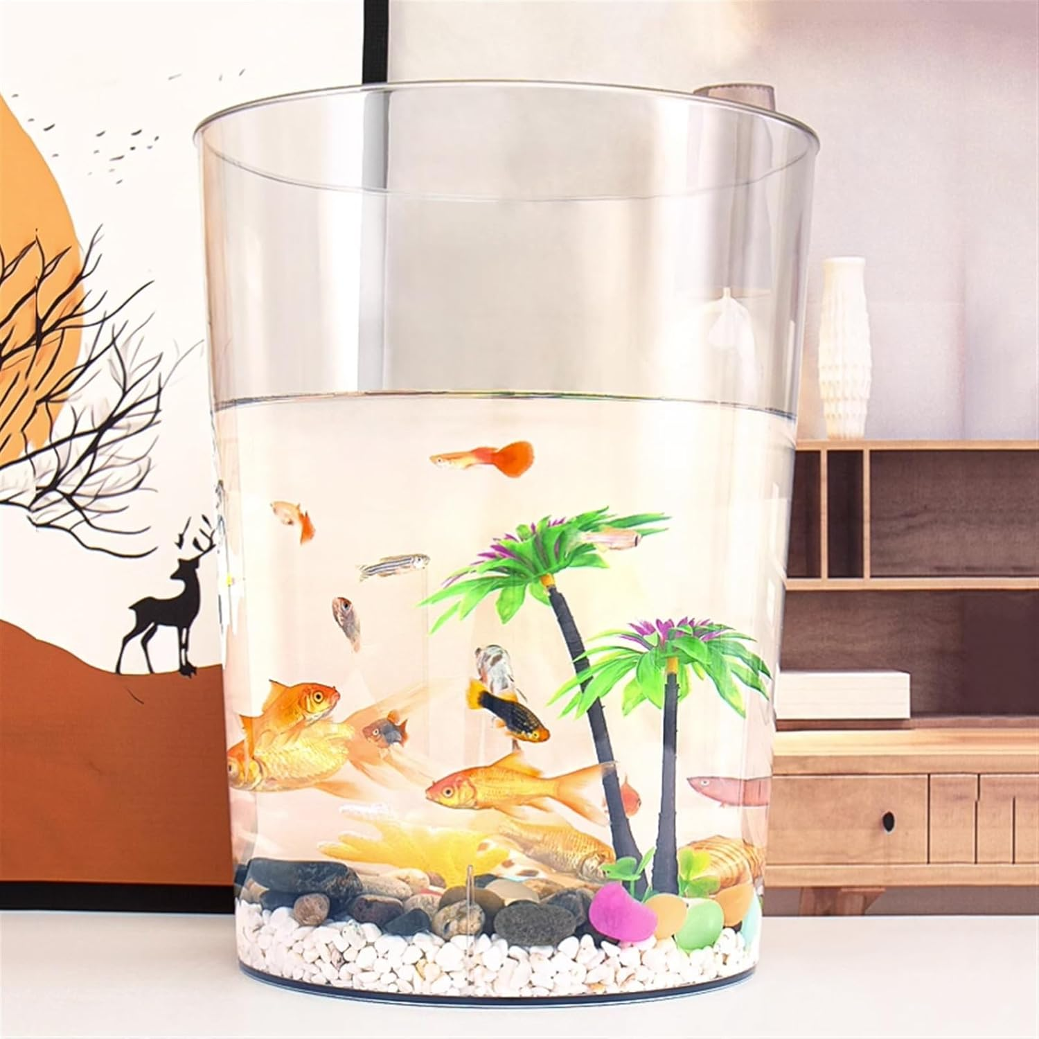 Aquariums Aquarium Tank Acrylic Clear Fish Tank Acrylic Drop-Proof Home Aquarium Set Ecological Aquatic Plants Goldfish Breeding Decorative Ornaments Fish Bowl (Size : Medium)