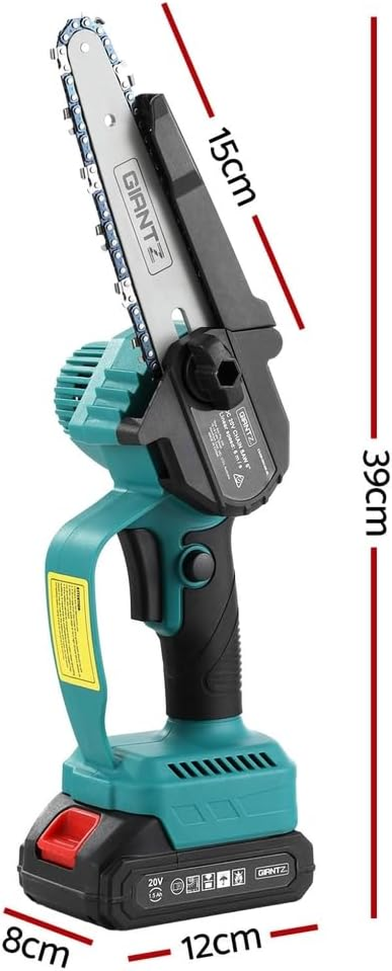 Giantz Mini Chanisaw, 6 Inch Electric Small Chainsaw Cordless Cutting Tool Chain Saw with 2 Packs 1500Mah Batteries, for Tree Branch Trimming Wood Cutting Logging Garden Tree image number 3