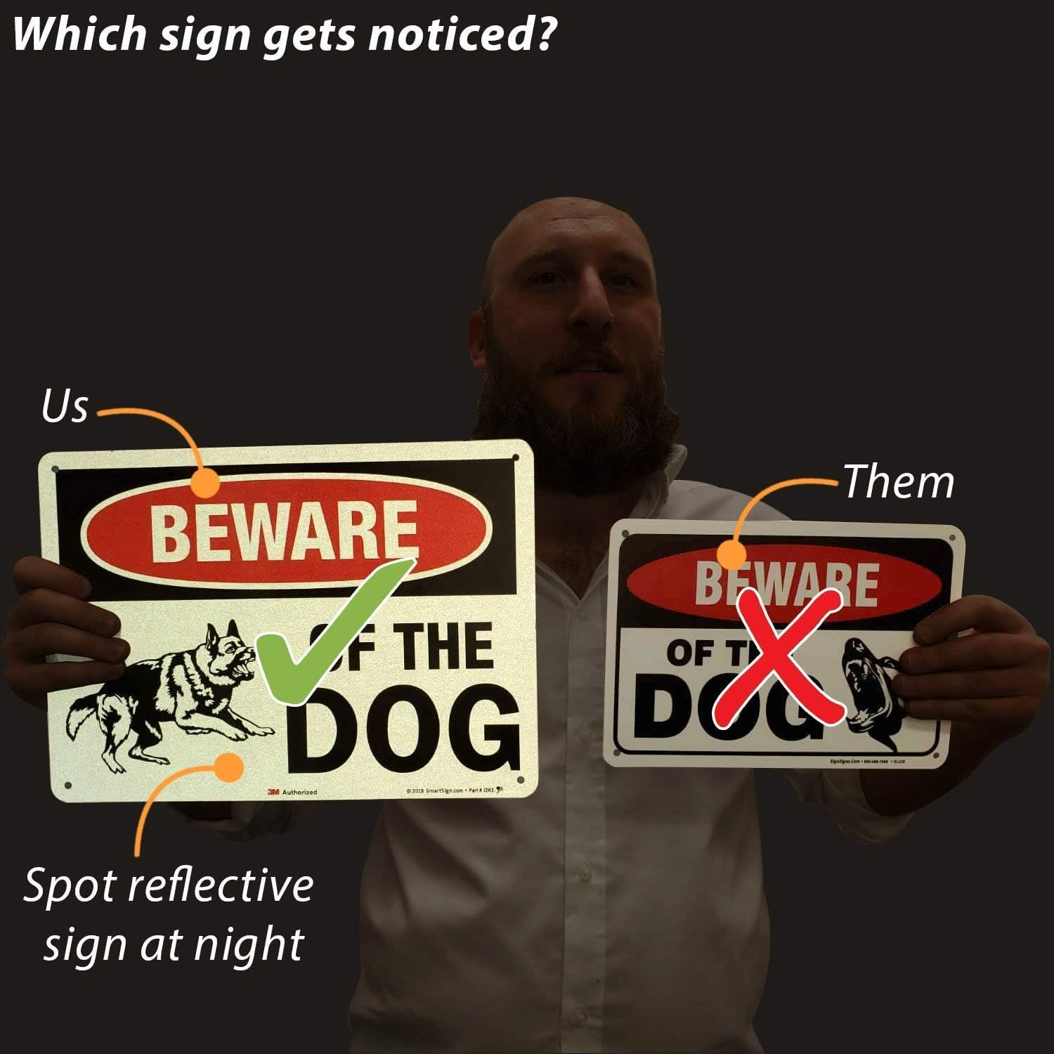 Dog Warning Sign, Beware of the Dog Warning Sign, Reflective, for Fence/Wall Use, Made of Tin, 8 X 12 Inches image number 4