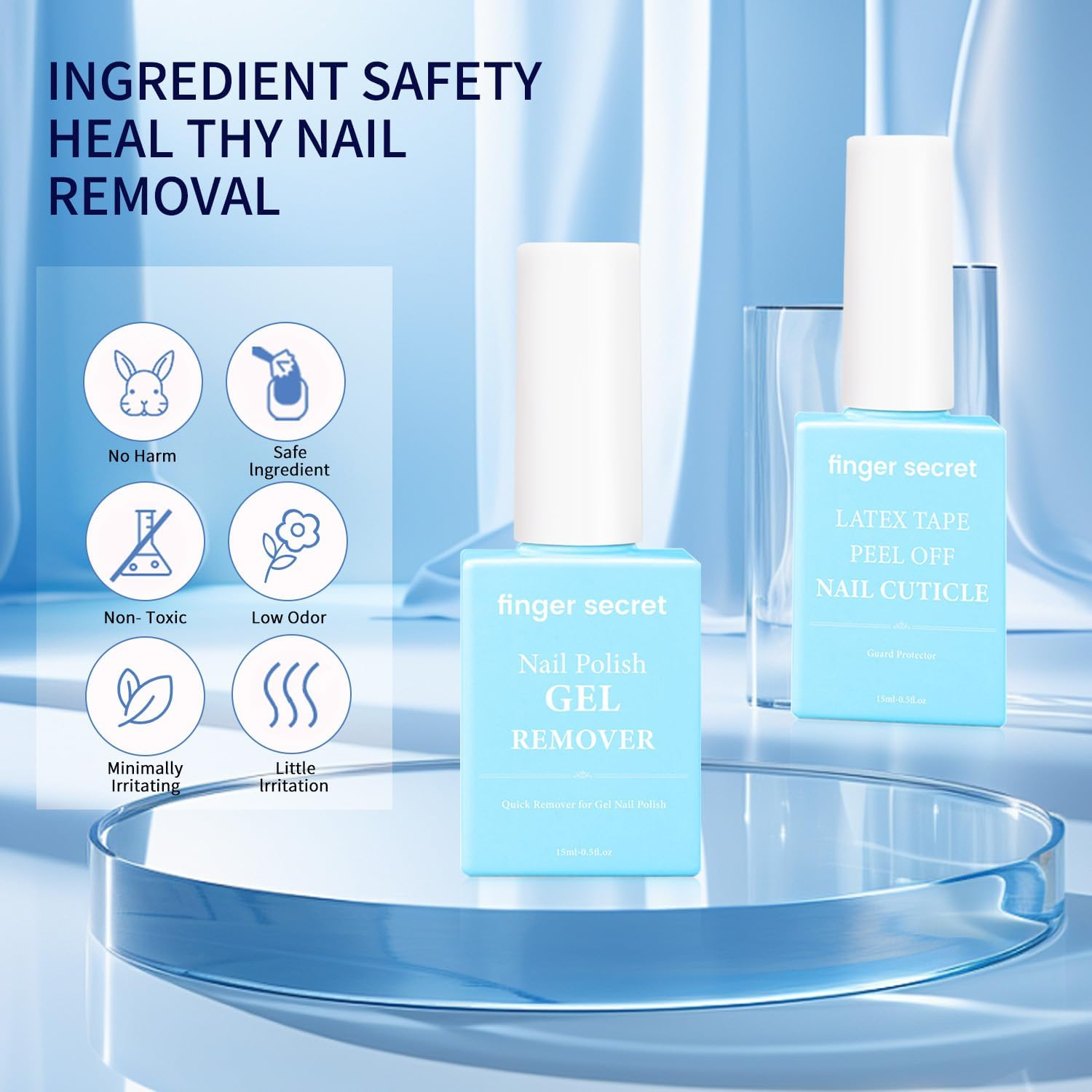 Finger Secret Nail Polish Gel Remover Kit - Removes Gel Polish Easily, Liquid Latex for Nails,Strengthens Weak Nails,With Perfect Manicure.Convenient and Portable for All Your Nail Care Needs. image number 5