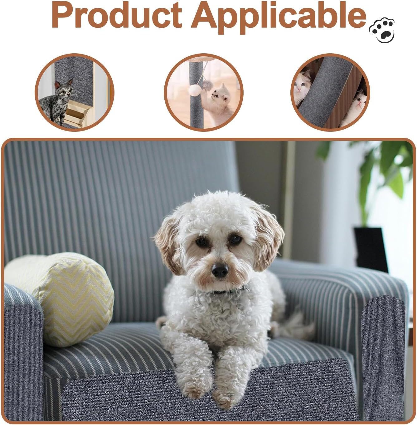 Self-Adhesive Cat Scratching Mat, 200 Cm X 60 Cm, Cut to Size, Cat Scratch Protection, for Sofa Furniture Doors, to Prevent Cat Scratches and Protect Carpets and Walls (Light Grey)