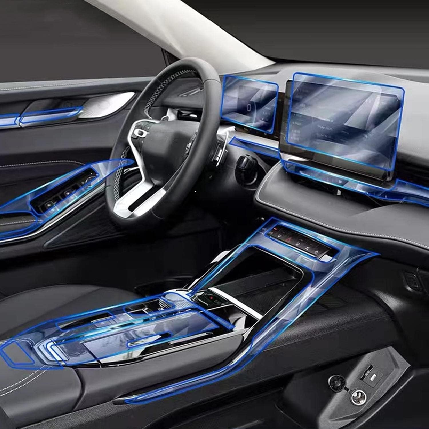 SYUFRE Car Center Console GPS Navigation Transparent TPU Protective Film Anti-Scratch Repair Interior Refit Accessories，For GWM Haval H6 2021-2023