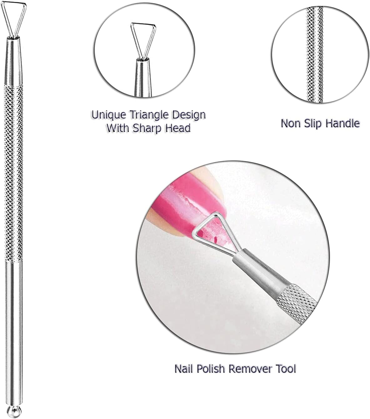 Cuticle Pusher Stainless Steel Dual Head Nail Scraper for Gel Nails Uv Gel Polish Remover Tool - Cuticle Stick for Fingernails and Toenails image number 2