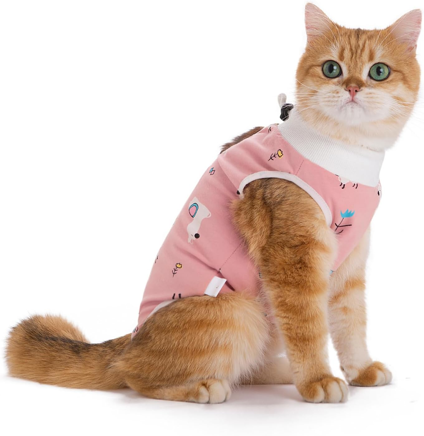 Velmoriah Cat Recovery Suit Female, Breathable Cat Onesie after Surgery for Spay Abdominal Wounds or Skin Diseases, Kitten Surgery Recovery Suit for Cats Anti-Licking (Alpaca, L)