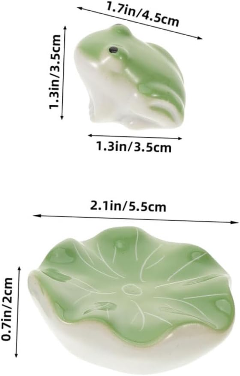 Unique Fish Tank Accessories 2 Sets of Ceramic Floating Frog Tea Pets Decorative Animal Statues