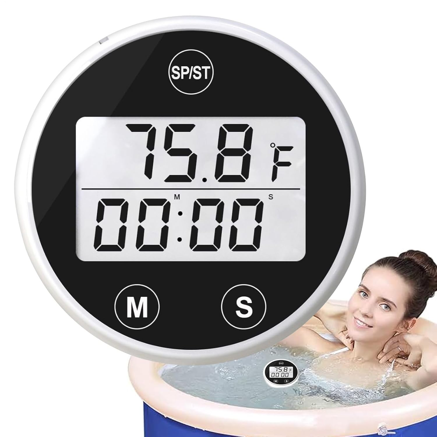Floating Water Thermometer - Pond and Hot Tub Gauge with Alarm | Easy-Read Floating Temperature Sensor with Timer, Waterproof Design for Pool Spa Bath Outdoor Water Monitoring, 1.57 Inches