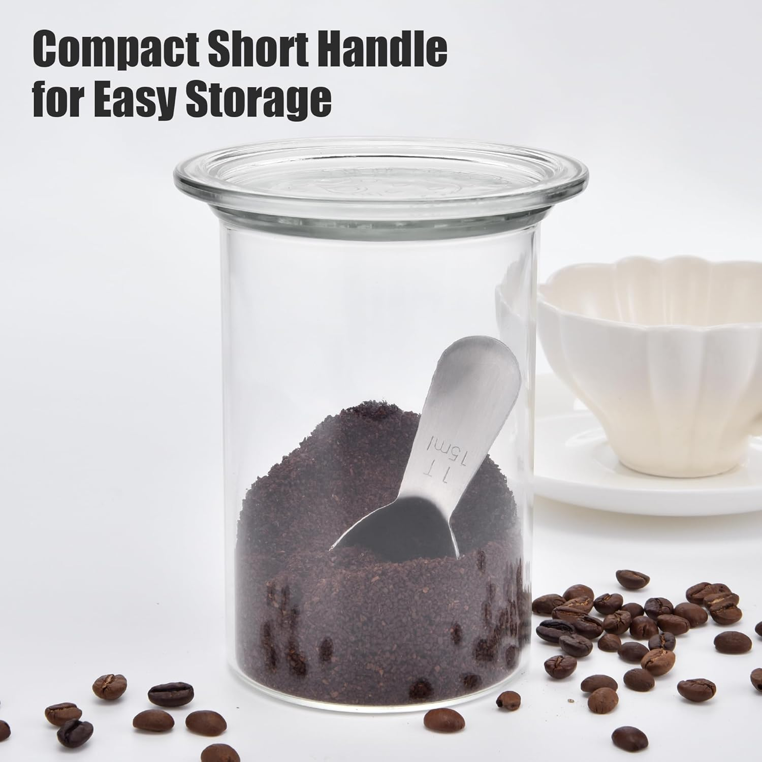 Doosu 1 Tablespoon Coffee Scoop - 18/8 Stainless Steel Heavy Duty Measuring Spoon with Short Handle, Food Grade Metal Tbsp Scoop for Ground Coffee Beans Tea Sugar Powder (15Ml) image number 1