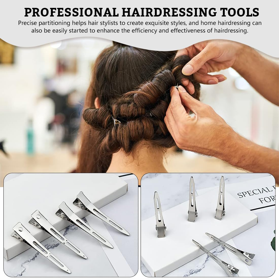 KIRZAX Pack of 48 Hair Clips Curls Fixing, 9 Cm Hair Clips Hairdressing Supplies, Hairdressing Alligator Clips, No Trace Hair Clips for Hair Clips, Women'S Clips, Hairdressing Salon, Girls, Hair image number 5