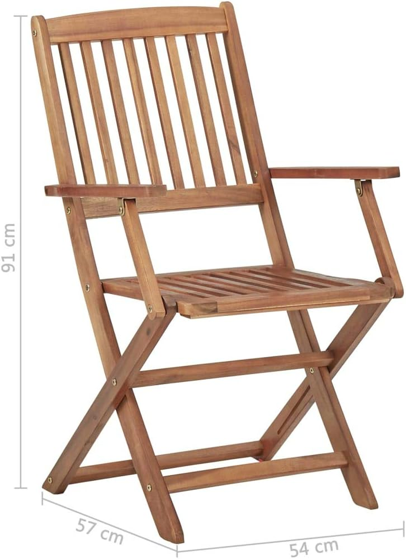 Vidaxl Solid Acacia Wood Folding Outdoor Chairs, 8 Piece Patio Dining Set, Oil Finished Brown Wooden Terrace Furniture