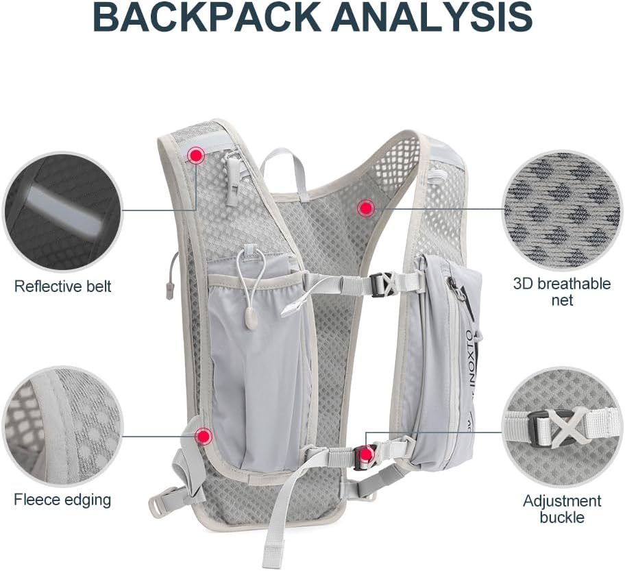 INOXTO Running Backpack, 5-Liter Lightweight Hydration Bag for Outdoor Hiking Cross Country Marathon Cycling Competition Mountaineering Water Bag Backpack for Men image number 4