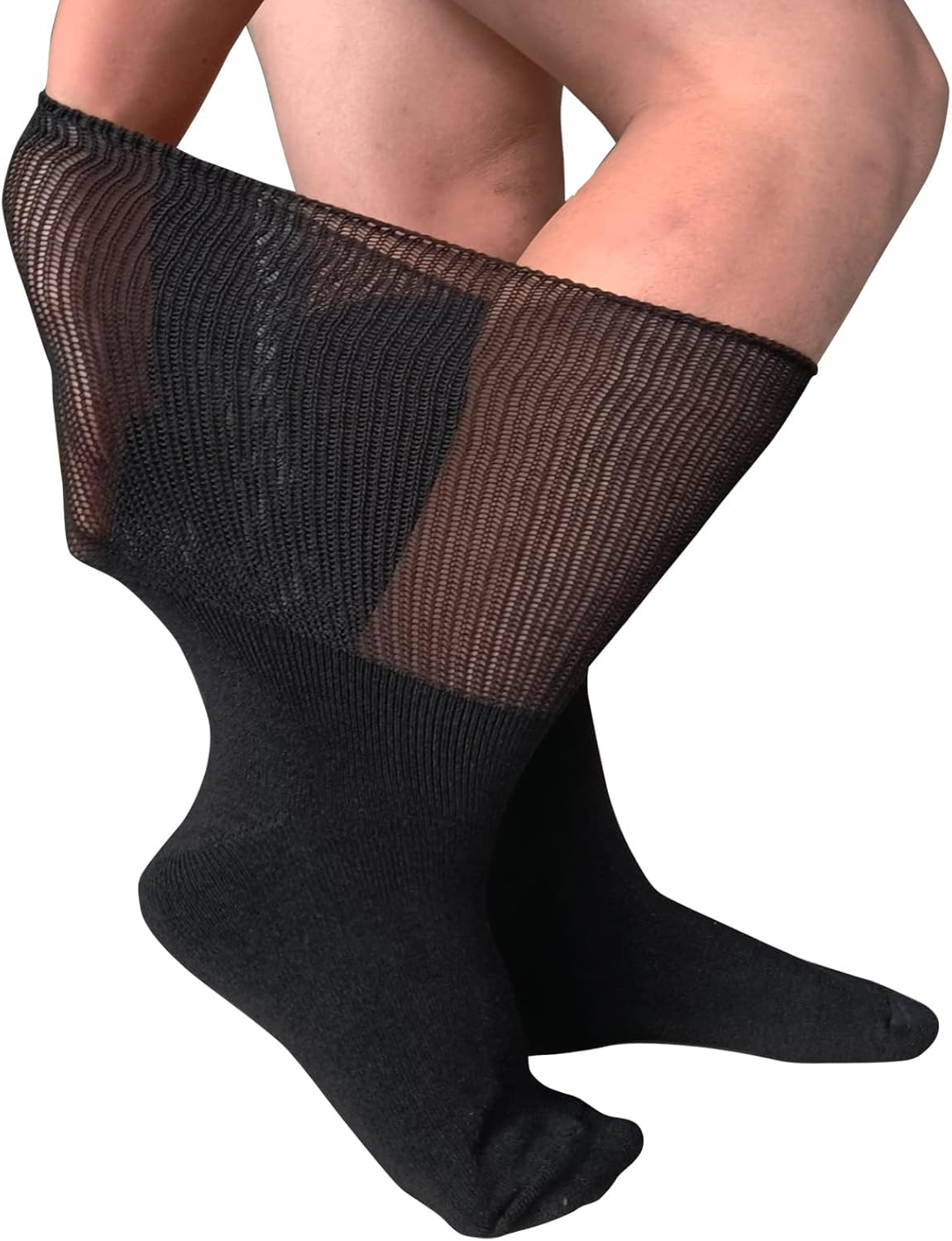 Extra Wide Socks for Diabetic Swollen Feet, Super Wide Bariatric, Walking Boot Cast, Non Binding Hospital, Diabetic for Women Men, Swollen Loose Fit Lymphedema, Black/2Pairs, One Size image number 1