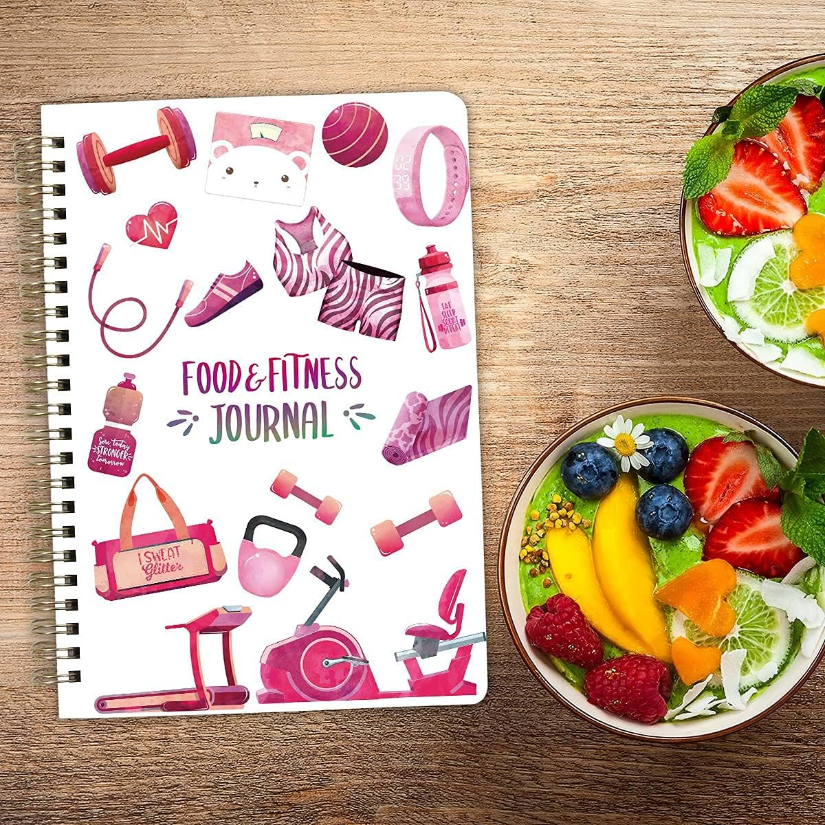 Food Nutrition Fitness Journal Weight Loss Wellness Workout Calorie Counter Log Diary Notebook Planner Diet Meal Exercise Training Health Tracker 6.1" X 8.5" image number 6