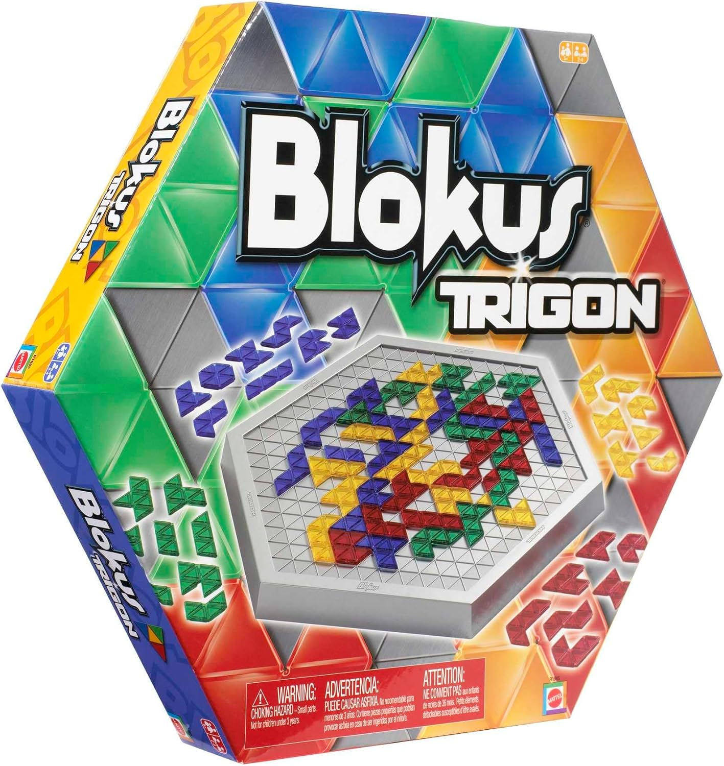 Mattel Games Blokus Trigon Board Game, Family Game for Kids and Adults, Use Strategy to Block Your Opponent, Easy to Learn image number 2